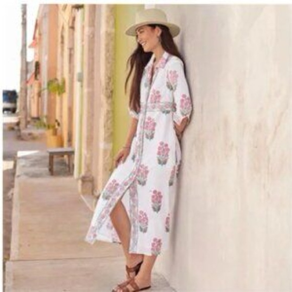 Oliphant Floral White and Pink Maxi Dress